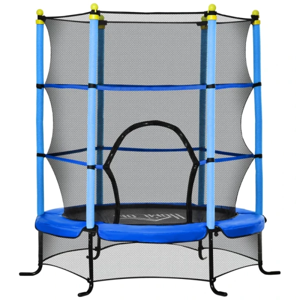 Trampoline Ø163 Cm Tuintrampoline Minitrampoline Voor Kinderen Met Veiligheidsnet Randafdekking Peutertrampoline Om Binnen En Buiten Te Springen Rubberen Touw Gevoerd Staalblauw Tot 45 Kg 1