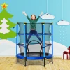  Trampoline Voor Kinderen Ø140 Cm Fitnesstrampoline Met Veiligheidsnet Randafdekking Rubber Touw Gepolsterd Binnen Buiten Springen Tuintrampoline Staal Blauw Tot 45 Kg 2