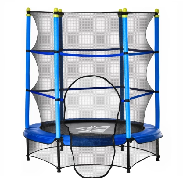  Trampoline Voor Kinderen Ø140 Cm Fitnesstrampoline Met Veiligheidsnet Randafdekking Rubber Touw Gepolsterd Binnen Buiten Springen Tuintrampoline Staal Blauw Tot 45 Kg 11