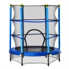  Trampoline Voor Kinderen Ø140 Cm Fitnesstrampoline Met Veiligheidsnet Randafdekking Rubber Touw Gepolsterd Binnen Buiten Springen Tuintrampoline Staal Blauw Tot 45 Kg 1