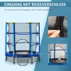  Trampoline Voor Kinderen Ø140 Cm Fitnesstrampoline Met Veiligheidsnet Randafdekking Rubber Touw Gepolsterd Binnen Buiten Springen Tuintrampoline Staal Blauw Tot 45 Kg 4