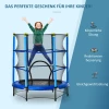  Trampoline Voor Kinderen Ø140 Cm Fitnesstrampoline Met Veiligheidsnet Randafdekking Rubber Touw Gepolsterd Binnen Buiten Springen Tuintrampoline Staal Blauw Tot 45 Kg 7