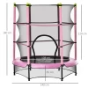  Trampoline Voor Kinderen Ø140 Cm Fitnesstrampoline Met Veiligheidsnet Randafdekking Rubber Touw Gepolsterd Indoor Outdoor Springen Tuintrampoline Staal Roze Tot 45 Kg 3