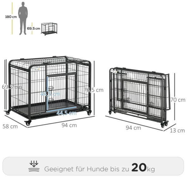  Transportbox Op 4 Wielen 94 Cm X 58 Cm X 69,5 Cm Metaal, PP, Zwart 3