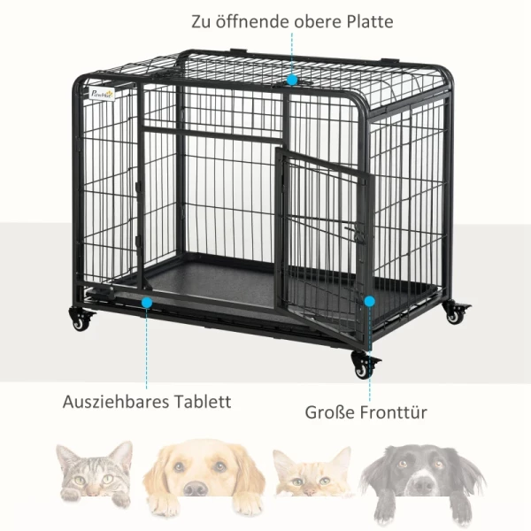  Transportbox Op 4 Wielen 94 Cm X 58 Cm X 69,5 Cm Metaal, PP, Zwart 6