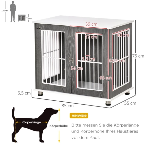  Transportbox Voor Middelgrote En Kleine Honden, Afsluitbaar Engineered Wood Steel Grey + White 3