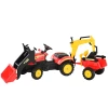  Traptrekker Met Aanhanger Trapgraafmachine Trekker Met Voorlader Kindertraptractor Vanaf 3 Jaar Graafmachine Kinderen Staal Kunststof Rood 179 X 42 X 59 Cm 1