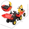  Traptrekker Met Aanhanger Trapgraafmachine Trekker Met Voorlader Kindertraptractor Vanaf 3 Jaar Graafmachine Kinderen Staal Kunststof Rood 179 X 42 X 59 Cm 3