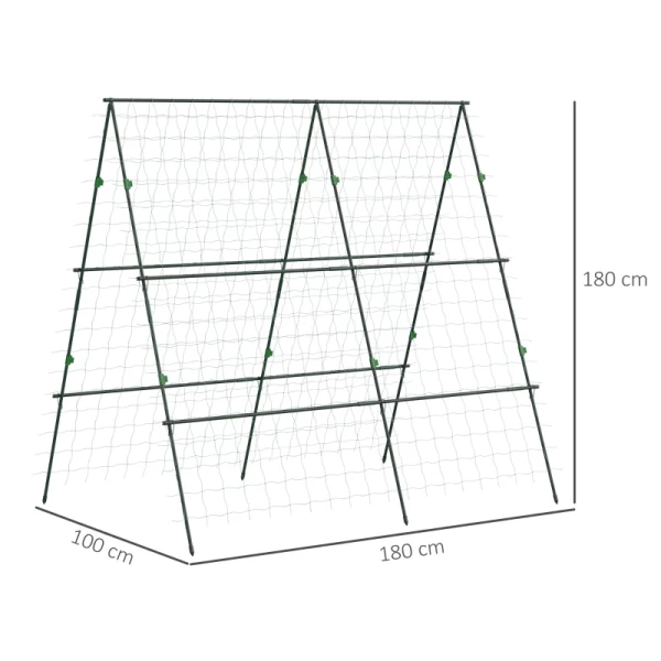  Trellis, Met Gewasbeschermingsnet, In Hoogte En Breedte Verstelbaar, Staal, Groen, 1,8 X 1 X 1,8 M 3