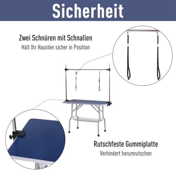  Trimtafel, Dierentrimtafel, Scheertafel, Trimtafel Met Ondermand Voor Honden, In Hoogte Verstelbaar, Opvouwbaar, Roestvrij Staal, Metaal, Blauw, 107 X 60 X 170 Cm 6