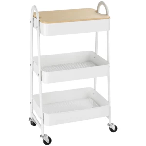  Trolley Met 3 Mandenplanken, Wit, 45 X 31 X 79,4 Cm 1