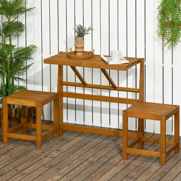  Tuinbank, 2-in-1 Combinatie, Tafel Met 2 Krukken, Larikshout, Weerbestendig, Teak, 158 X 48 X 80 Cm 2