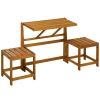  Tuinbank, 2-in-1 Combinatie, Tafel Met 2 Krukken, Larikshout, Weerbestendig, Teak, 158 X 48 X 80 Cm 1