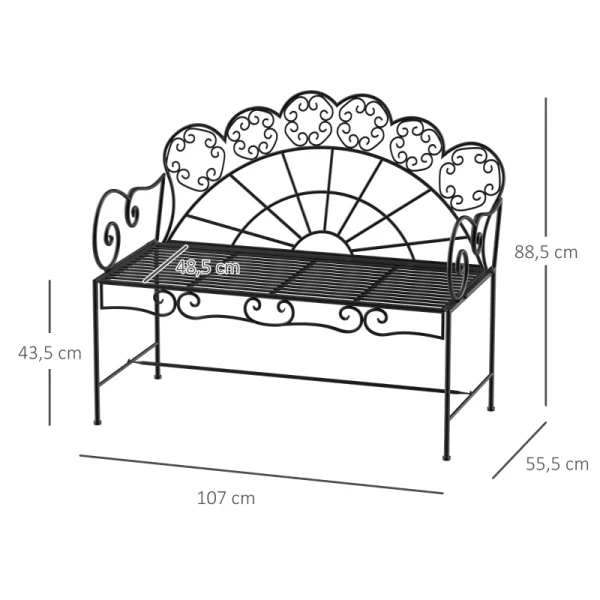 ® Tuinbank 2-zits Bank Tuinmeubel Metaal Zwart 3