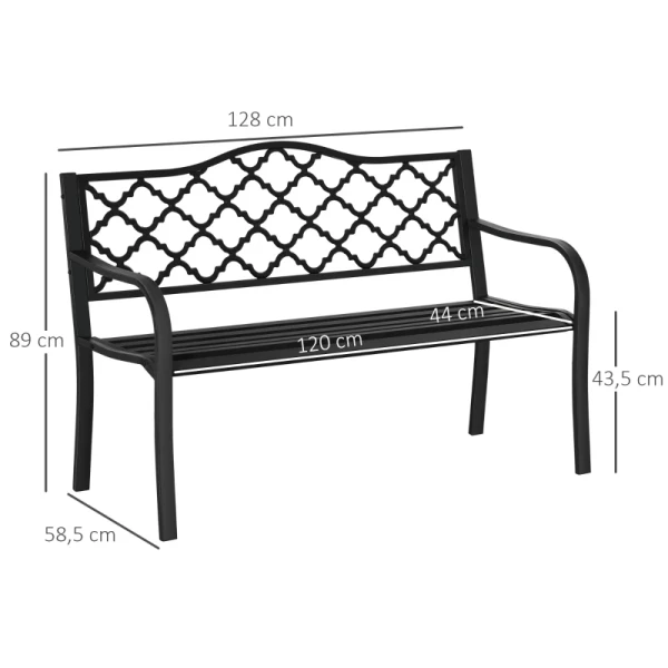  Tuinbank 2 Zits Metaal Zwart 128 X 58,5 X 89 Cm 3