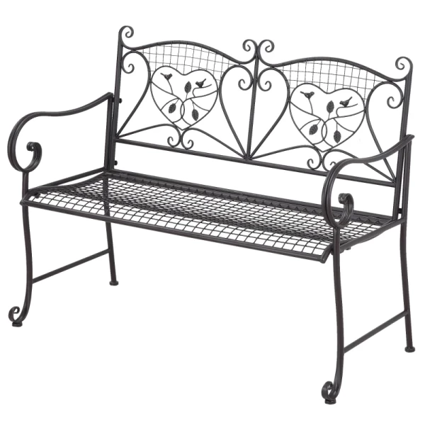  Tuinbank 2-zits Parkbank Met Rugleuning Tot 220 Kg Tuinmeubel Weerbestendig Antiek Metaal Coffee 114 X 53,5 X 91 Cm 9