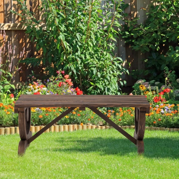  Tuinbank Hout Weerbestendige Bank Tuinmeubelen Rustieke Bank Naturel 98 X 50 X 39,5 Cm 2