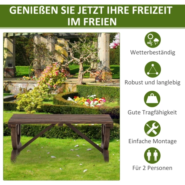  Tuinbank Hout Weerbestendige Bank Tuinmeubelen Rustieke Bank Naturel 98 X 50 X 39,5 Cm 6