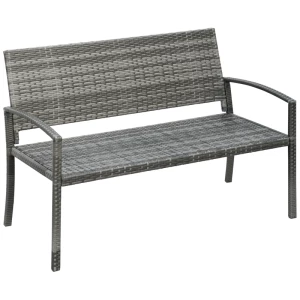  Tuinbank In Rotanlook Met Stalen Frame Voor 2 Personen, Grijs, 122 X 60 X 87 Cm 1