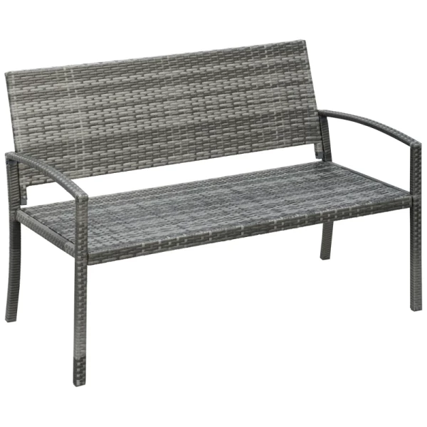 Tuinbank In Rotanlook Met Stalen Frame Voor 2 Personen, Grijs, 122 X 60 X 87 Cm 1