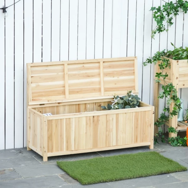  Tuinbank Met Opbergruimte Borstbank Zit 2-zits 250 Kg Draagvermogen Vurenhout Naturel 115 X 45 X 75 Cm 2