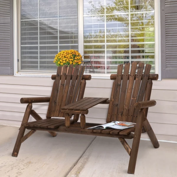  Tuinbank Met Tafel, Tuinmeubelen, Bank, 2 Stoelen, Massief Hout, Bruin, 157 X 88 X 103 Cm 2