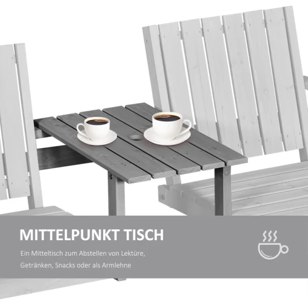  Tuinbank Met Tafel, Zitgroep, Tuinmeubelen, Met Parasolgat, Bank, 2 Stoelen, Massief Hout, Grijs, 152 X 70 X 83 Cm 6