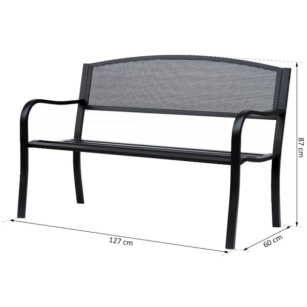  Tuinbank Zetel Parkbank 2-zits Tuin Staal Zwart B127 X D60 X H87cm 3