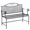  Tuinbank Zitje Parkbank 2-zits Metalen Bank Stalen Frame Met Armleuningen Voor Tuin Balkon En Terras Tot 220 Kg Belasting Grijs 15,5 X 54 X 96 Cm 1