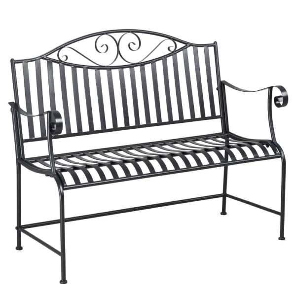 Tuinbank Zitje Parkbank 2-zits Metalen Bank Stalen Frame Met Armleuningen Voor Tuin Balkon En Terras Tot 220 Kg Belasting Grijs 15,5 X 54 X 96 Cm 1