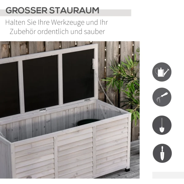  Tuinbox Weerbestendig Luchtdoorlatend Kussenbox Opbergbox Vuren Grijs 127 X 56 X 60 Cm 5