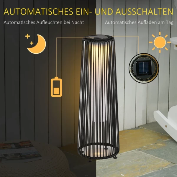  Tuinlamp, Buitenlamp, Op Zonne-energie, 8 Uur Brandduur, Rotan Look, Zwart, 21,5 X 21,5 X 61 Cm 4