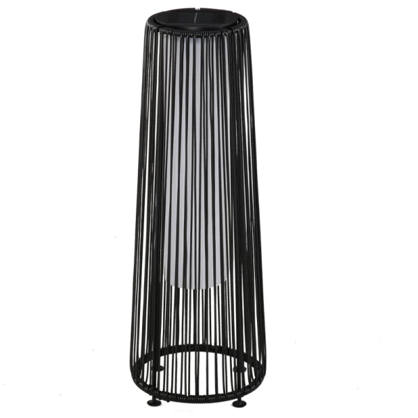 Tuinlamp, Buitenlamp, Op Zonne-energie, 8 Uur Brandduur, Rotan Look, Zwart, 21,5 X 21,5 X 61 Cm 1