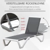  Tuinligbed Aluminium Ligbed Stoffen Ligbed Relaxligbed 5-voudig Verstelbaar Ergonomische Tekstregel Grijs + Wit 170 X 67,5 X 95 Cm 4