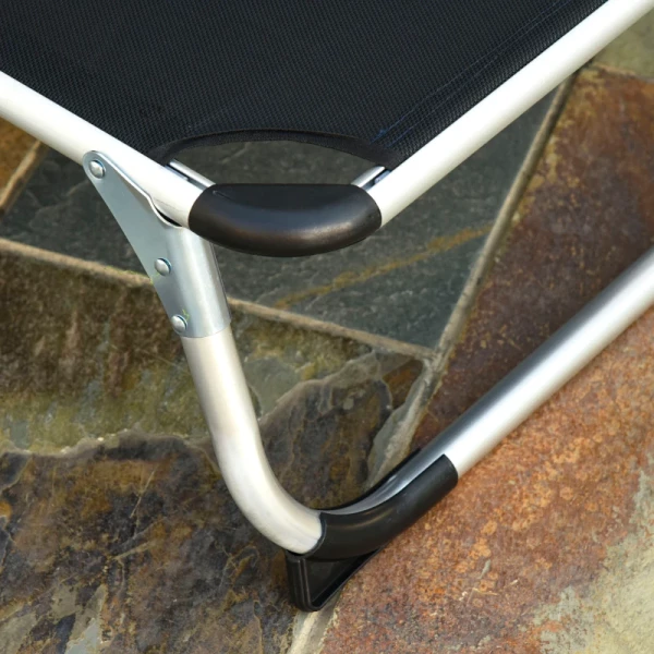 Tuinligstoel Aluminium Ligstoel Stoffen Ligstoel Relaxligstoel 5-voudig Verstelbaar Opklapbaar Ergonomisch Textline Zwart 170 X 60 X 76 Cm 6