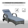  Tuinligstoel Ligstoel Rotan Ligstoel Tuinmeubel Ligstoel Mobiel Met Kussens, Poly Rotan + Metaal, Grijs, 200x73x30-103cm 4