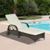  Tuinligstoel Ligstoel Rotan Ligstoel Tuinmeubel Mobiel Met Kussens En Wielen, Polyrattan + Metaal, Koffiebruin, 200 X 73 X 30-103cm 2