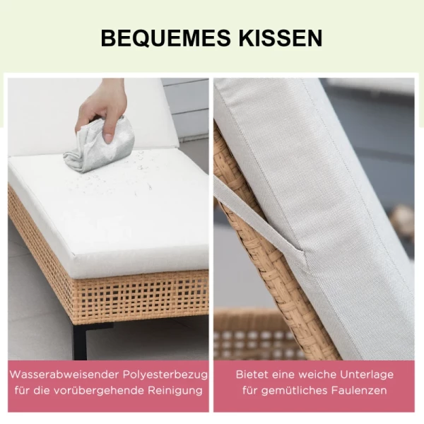  Tuinligstoel Voor Buiten In Rotanlook Voor 1 Persoon Naturel+beige 65 X 200 X 31 Cm 7