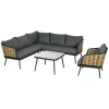  Tuinmeubelset, 5 Stuks, Rotan Look, Hoekbank, Tweezitsbank, Fauteuil, Salontafel, Zitkussen, Aluminium Frame 1