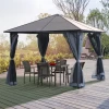  Tuinpaviljoen 3 X 3m Partytent Met Zijpanelen PC Dak Aluminium Donkergrijs 2