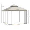  Tuinpaviljoen Met Dubbel Dak Tuinpaviljoen Partytent Partytent Met 4 X Zijwanden Metaal + Polyester Beige 2,99 X 2,99 X 2,74 M 3