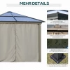  Tuinpaviljoen Met Polycarbonaat Dak, Gordijnen Met Hor, Aluminium Frame, Bruin+beige, 3 X 3 X 2,6 M 6