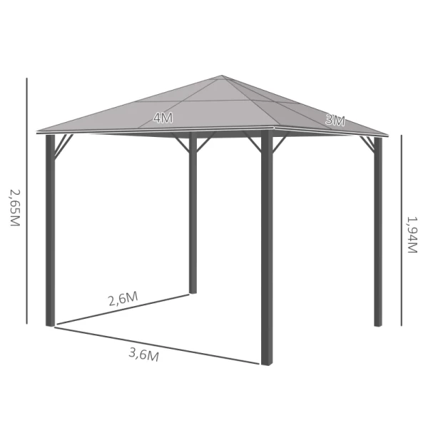 Tuinpaviljoen Met Polycarbonaat Dak Gordijnen Met Hor Aluminium Frame Donkergrijs X X