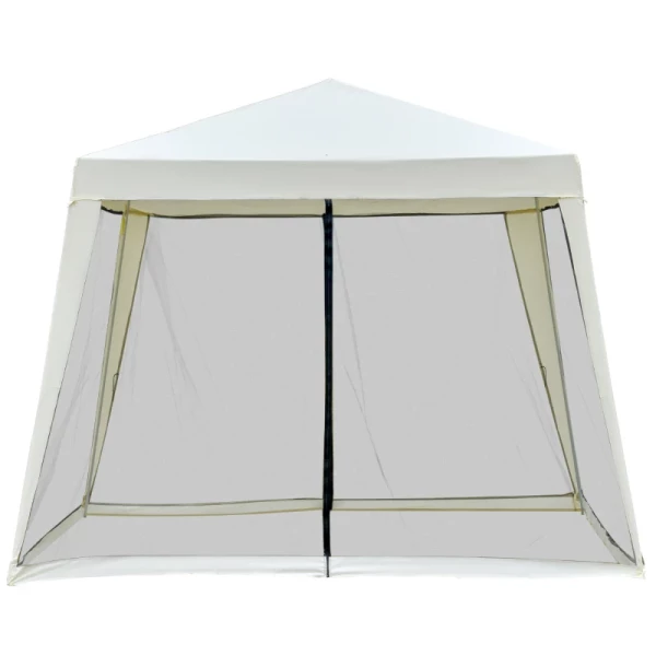  Tuinpaviljoen Partytent Feesttent Weerbestendige Tent Met Klamboe Metaal + Polyester Creme Wit 3 X 3 M 11