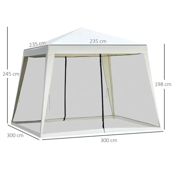  Tuinpaviljoen Partytent Feesttent Weerbestendige Tent Met Klamboe Metaal + Polyester Creme Wit 3 X 3 M 3
