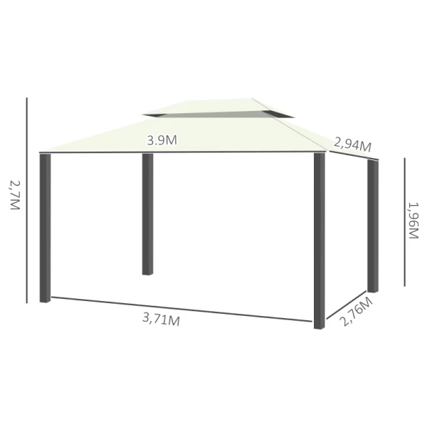  Tuinpaviljoen Partytent Partytent Met 4 X Zijwanden Weerbestendig Aluminium Polyester Creme Wit 3,9 X 2,9 X 2,7 M 3