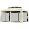  Tuinpaviljoen Partytent Partytent Met 4 X Zijwanden Weerbestendig Aluminium Polyester Creme Wit 3,9 X 2,9 X 2,7 M 10