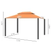  Tuinpaviljoen Partytent Partytent Met 4 X Zijwanden Weerbestendig Aluminium Polyester Oranje 3,9 X 2,9 X 2,7 M 3