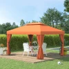  Tuinpaviljoen Partytent Partytent Met 4 X Zijwanden Weerbestendig Aluminium Polyester Oranje 3,9 X 2,9 X 2,7 M 9