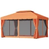  Tuinpaviljoen Partytent Partytent Met 4 X Zijwanden Weerbestendig Aluminium Polyester Oranje 3,9 X 2,9 X 2,7 M 10